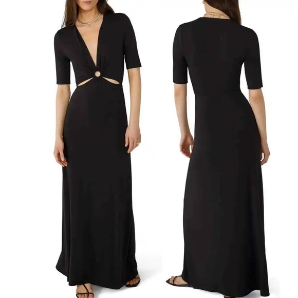 NWT Favorite Daughter The Center of Attention Dress Black M Cut Out Maxi - Picture 3 of 7
